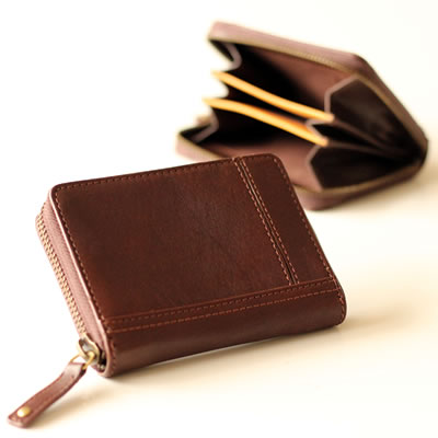 薄い 二つ折り財布 【 ブラウン 】 コンパクト メンズ レディース ブランド 革 鍵 収納 | 革財布・革製品専門店 ATELIER SABO  オンラインストア